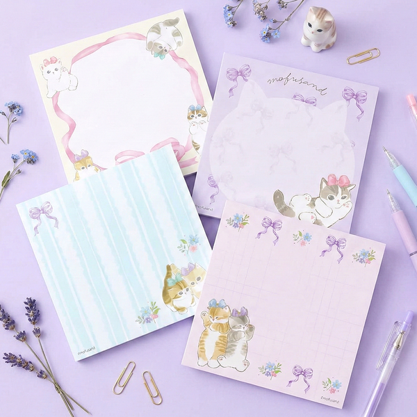 Mofusand Kitty Ribbon Memo Pad - Limited Spring Edition