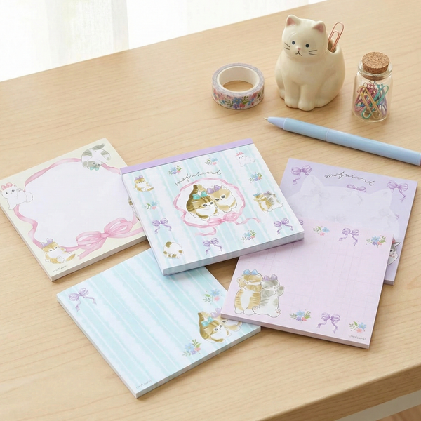Mofusand Kitty Ribbon Memo Pad - Limited Spring Edition