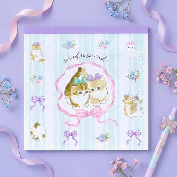 Mofusand Kitty Ribbon Memo Pad - Limited Spring Edition