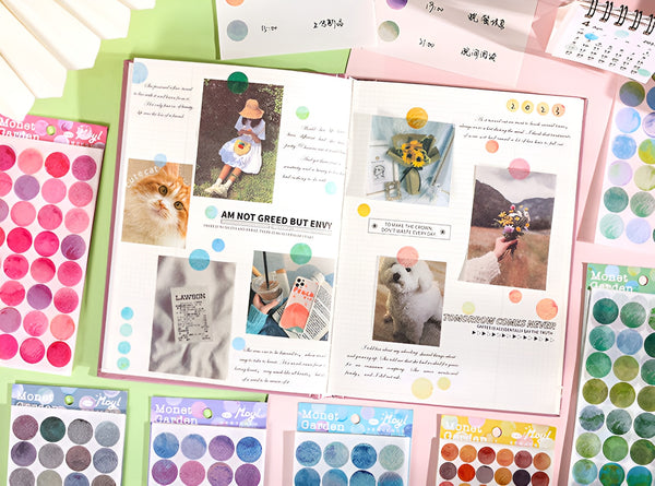 Monet Watercolor Dots - 6 Sheets of Stickers