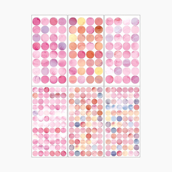 Monet Watercolor Dots - 6 Sheets of Stickers