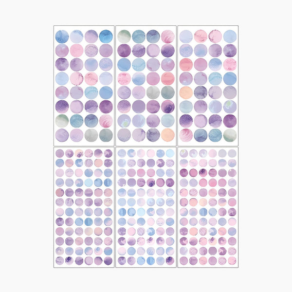Monet Watercolor Dots - 6 Sheets of Stickers