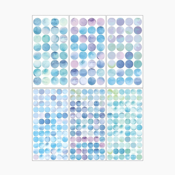 Monet Watercolor Dots - 6 Sheets of Stickers