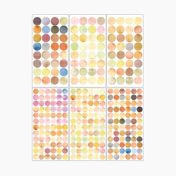 Monet Watercolor Dots - 6 Sheets of Stickers