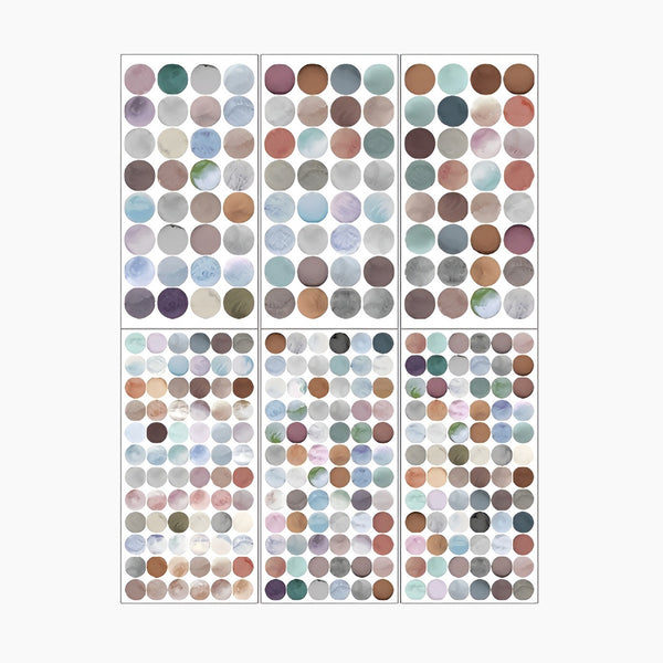 Monet Watercolor Dots - 6 Sheets of Stickers