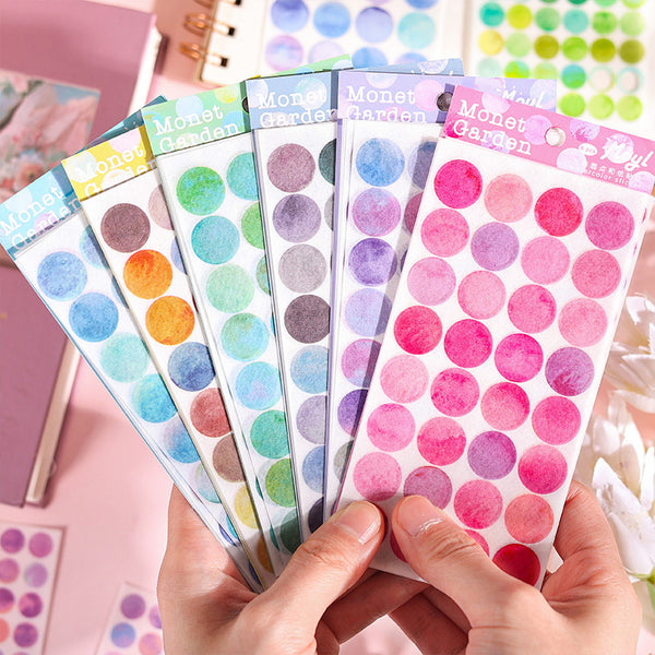 Monet Watercolor Dots - 6 Sheets of Stickers