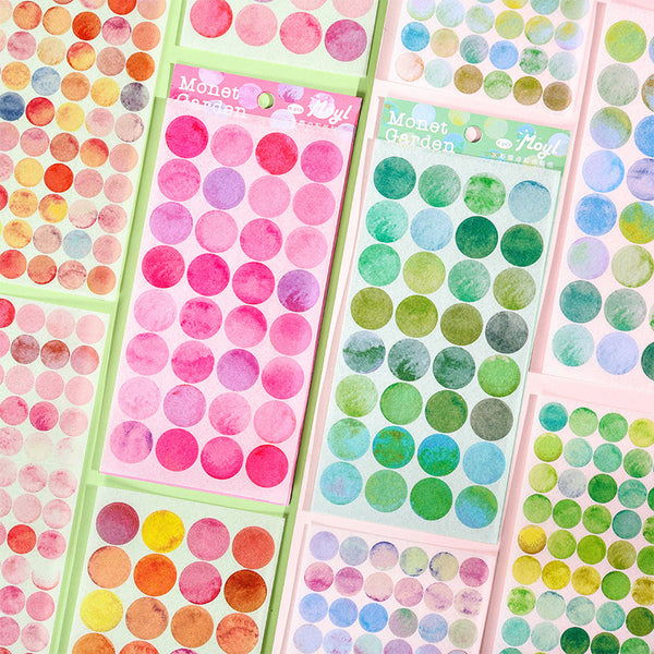 Monet Watercolor Dots - 6 Sheets of Stickers