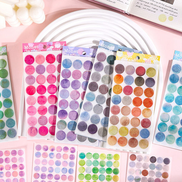 Monet Watercolor Dots - 6 Sheets of Stickers