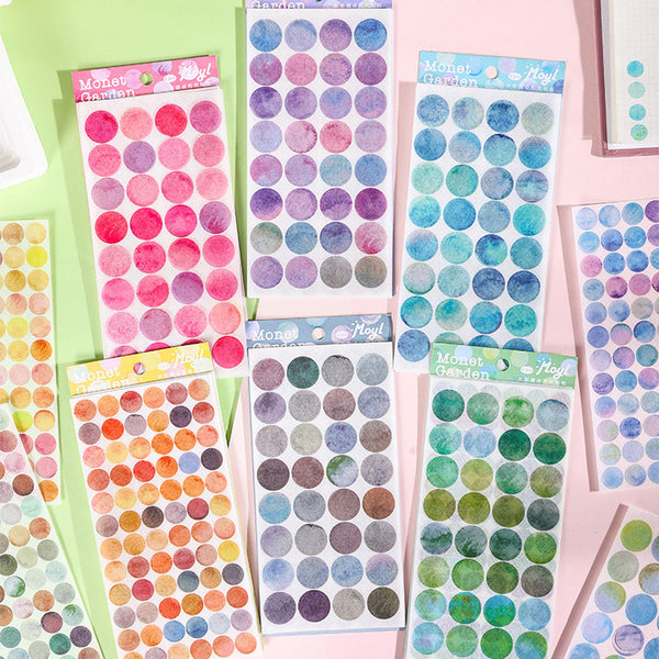 Monet Watercolor Dots - 6 Sheets of Stickers