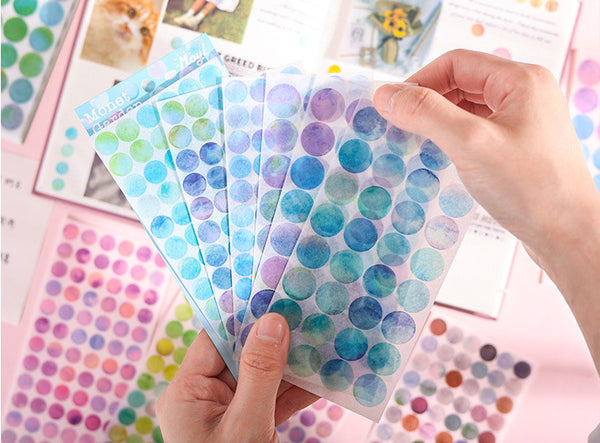 Monet Watercolor Dots - 6 Sheets of Stickers