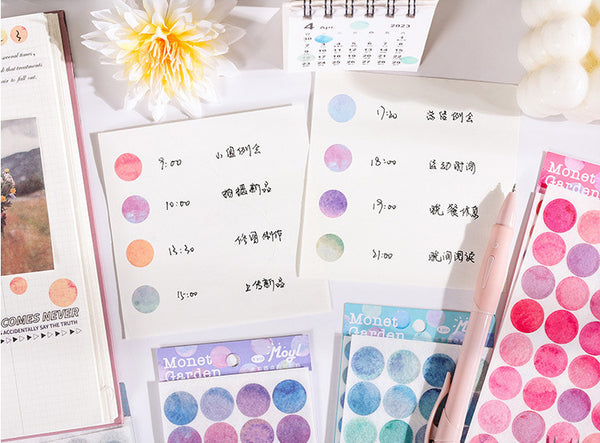 Monet Watercolor Dots - 6 Sheets of Stickers