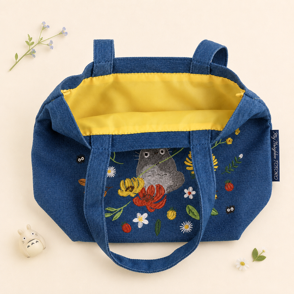 My Neighbor Totoro Embroidered Tote Bag - Flowers