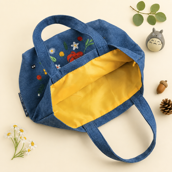 My Neighbor Totoro Embroidered Tote Bag - Flowers