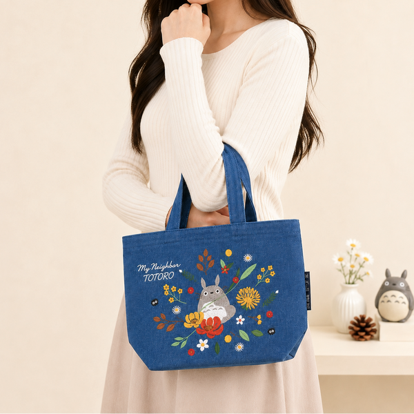 My Neighbor Totoro Embroidered Tote Bag - Flowers