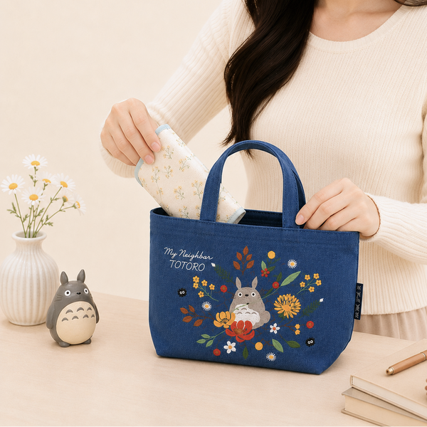 My Neighbor Totoro Embroidered Tote Bag - Flowers