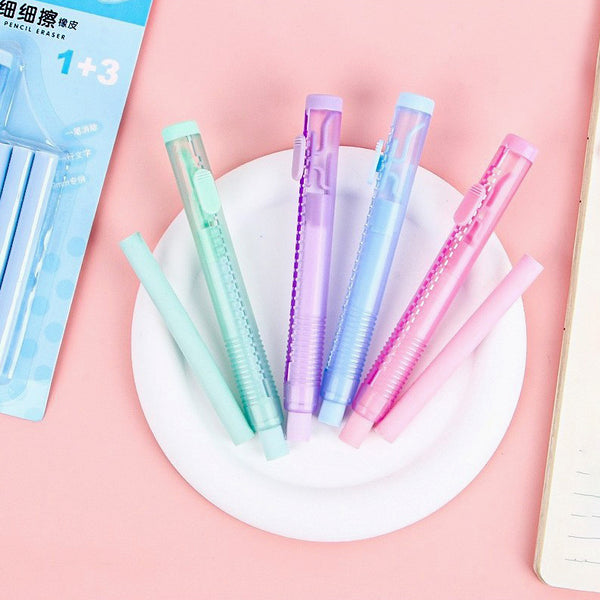Pastel Pop Pen-Style Click Eraser + 3 Refills