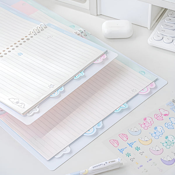 Peanuts Snoopy B5 Binder Notebook + Snoopy Inserts + Stickers - Limited Pastel Snoopy Edition