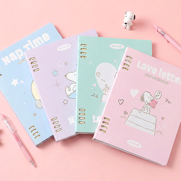Peanuts Snoopy B5 Binder Notebook + Snoopy Inserts + Stickers - Limited Pastel Snoopy Edition