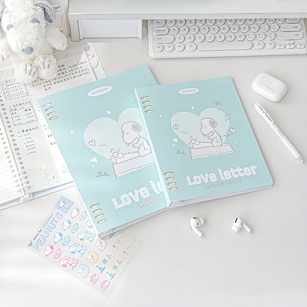 Peanuts Snoopy B5 Binder Notebook + Snoopy Inserts + Stickers - Limited Pastel Snoopy Edition