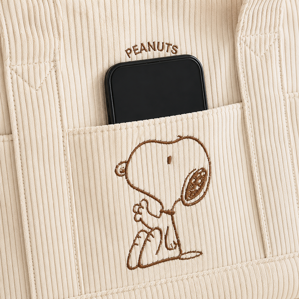 Peanuts Snoopy Corduroy Tote Bag - I Woke Up This Cute (4 Colors)