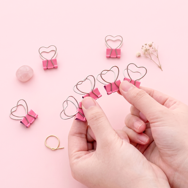 Pink Heart Shaped Binder Clip