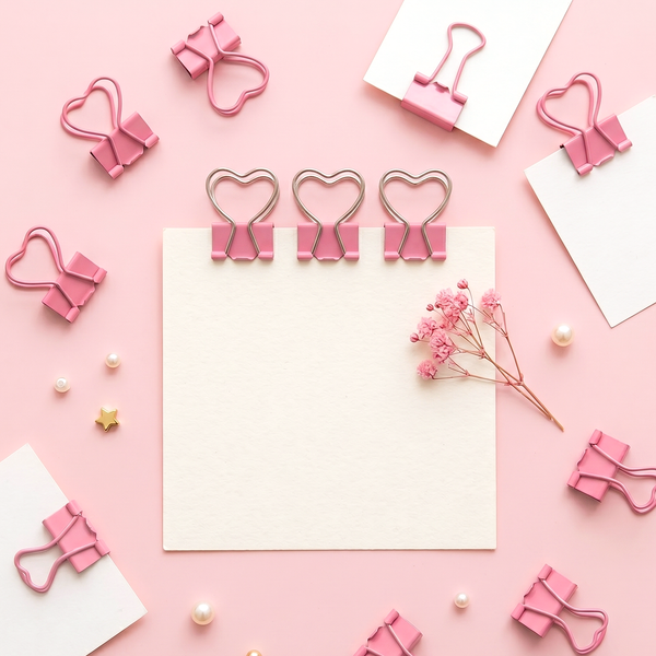 Pink Heart Shaped Binder Clip