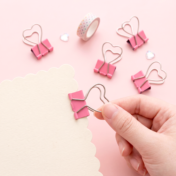 Pink Heart Shaped Binder Clip