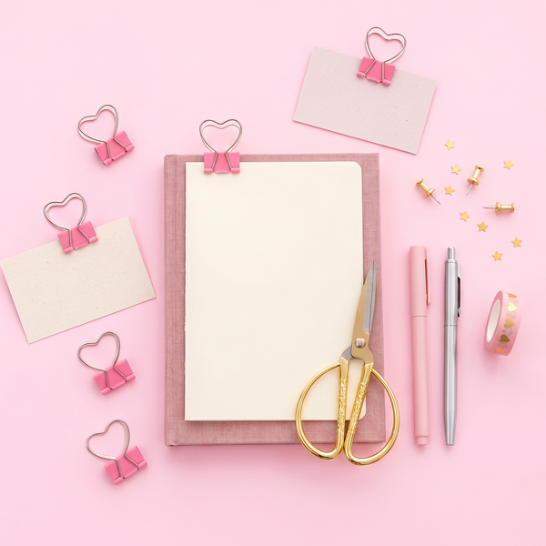 Pink Heart Shaped Binder Clip