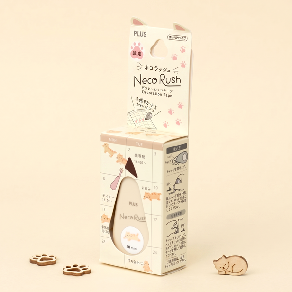 Plus Neko Rush Cat Transfer Tape Roller