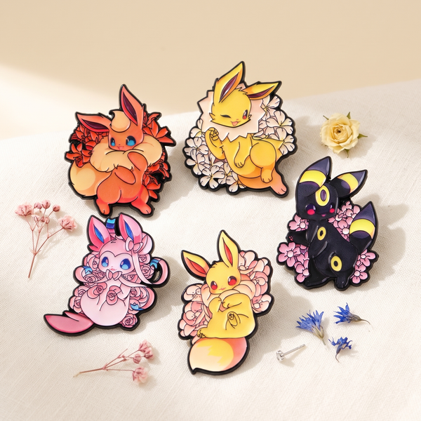Pokémon Eeveelution Floral Enamel Pin – Floral Series