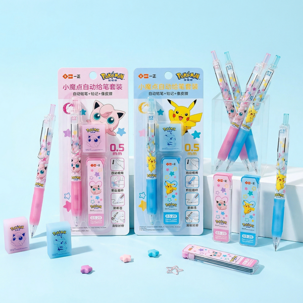 Pokemon Mechanical Pencil Set - Pencil + Refills + Eraser