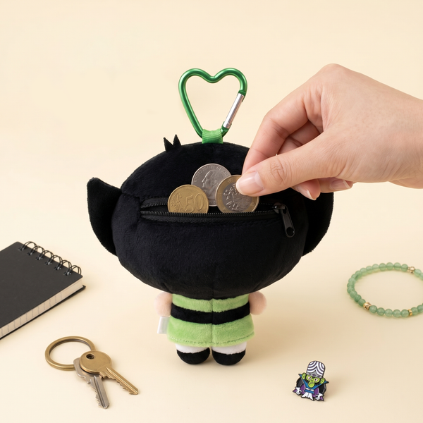 Powerpuff Girls Plush Pouch - Mini Bag with Zip Pocket