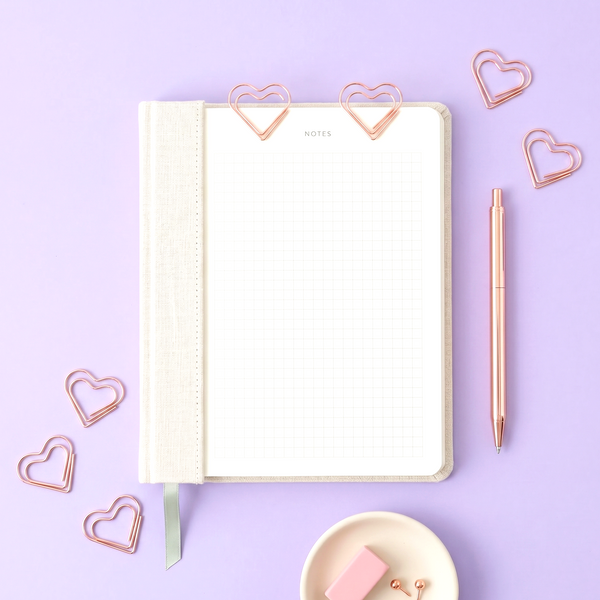 Rose Gold Heart Shaped Paper Clips - Set of 20