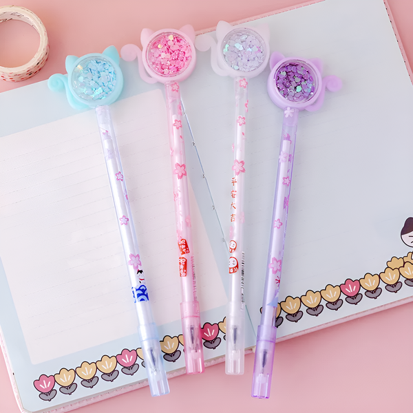 Sakura Cat Glitter Pen