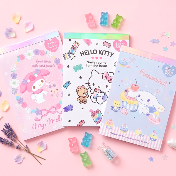 Sanrio Memo Pad Set – 128 Sheets + Sticker Sheet (Extra Large)