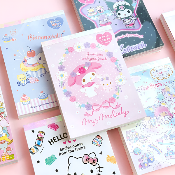 Sanrio Memo Pad Set – 128 Sheets + Sticker Sheet (Extra Large)