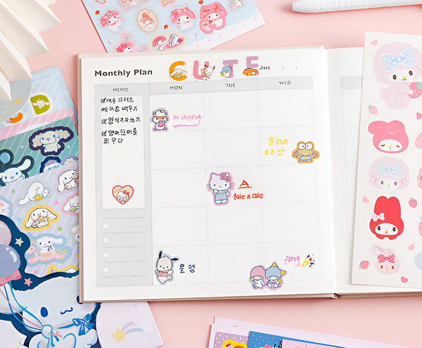 Sanrio Characters Sticker Set - 8 Sheets (5 Types)