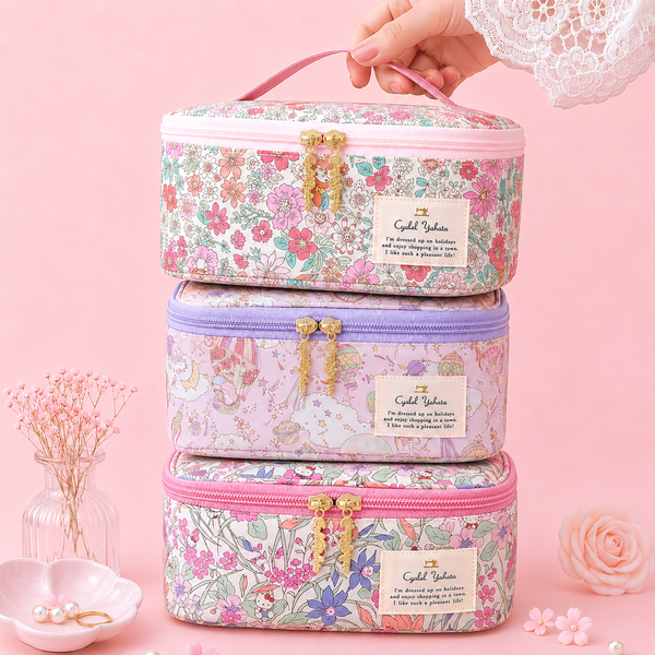 Sanrio x Liberty Fabrics Floral Cosmetic Organizer Bag - Limited Edition