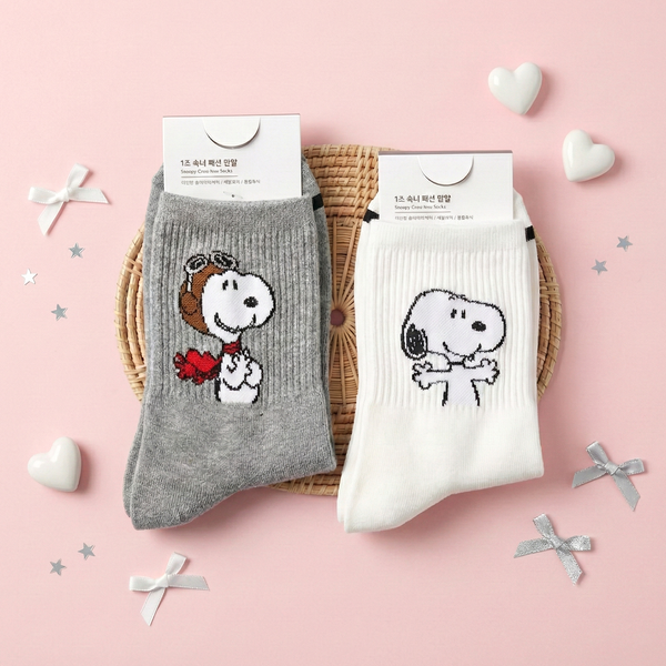 Snoopy Ribbed Crew Socks