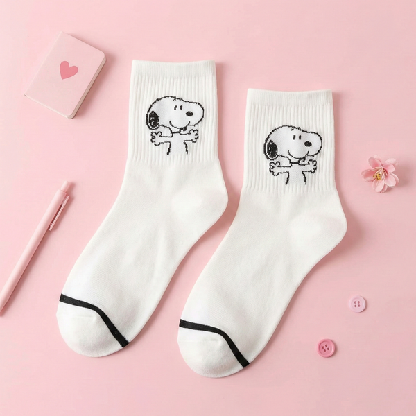 Snoopy Ribbed Crew Socks