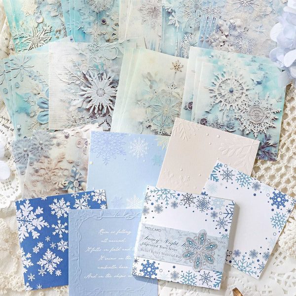 Winter Snowflake Scrapbook Paper Set – Journaling Pack