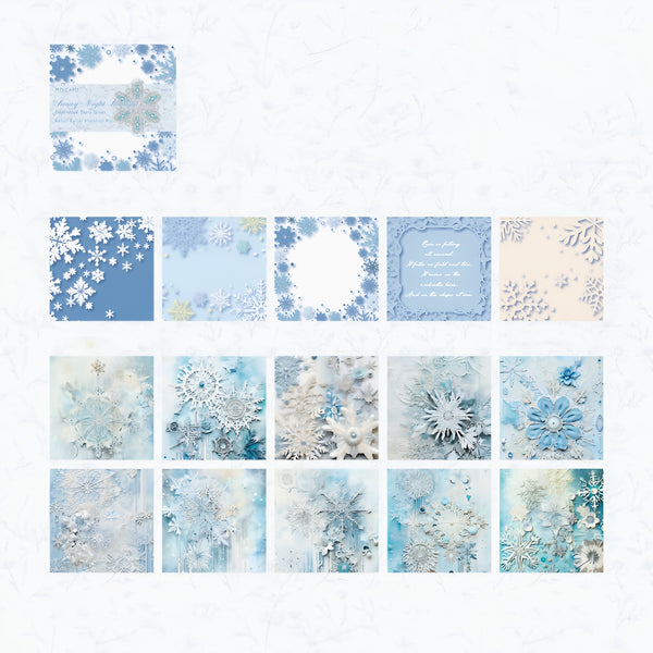 Winter Snowflake Scrapbook Paper Set – Journaling Pack