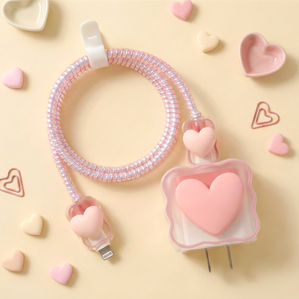 Soft Silicone Harajuku Heart iPhone Charger Case