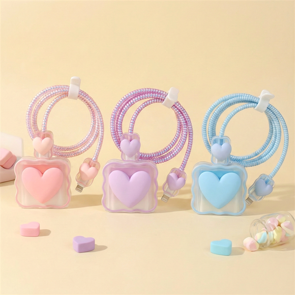 Soft Silicone Harajuku Heart iPhone Charger Case