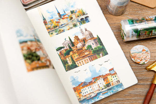 European Cityscape Clear Washi Tape