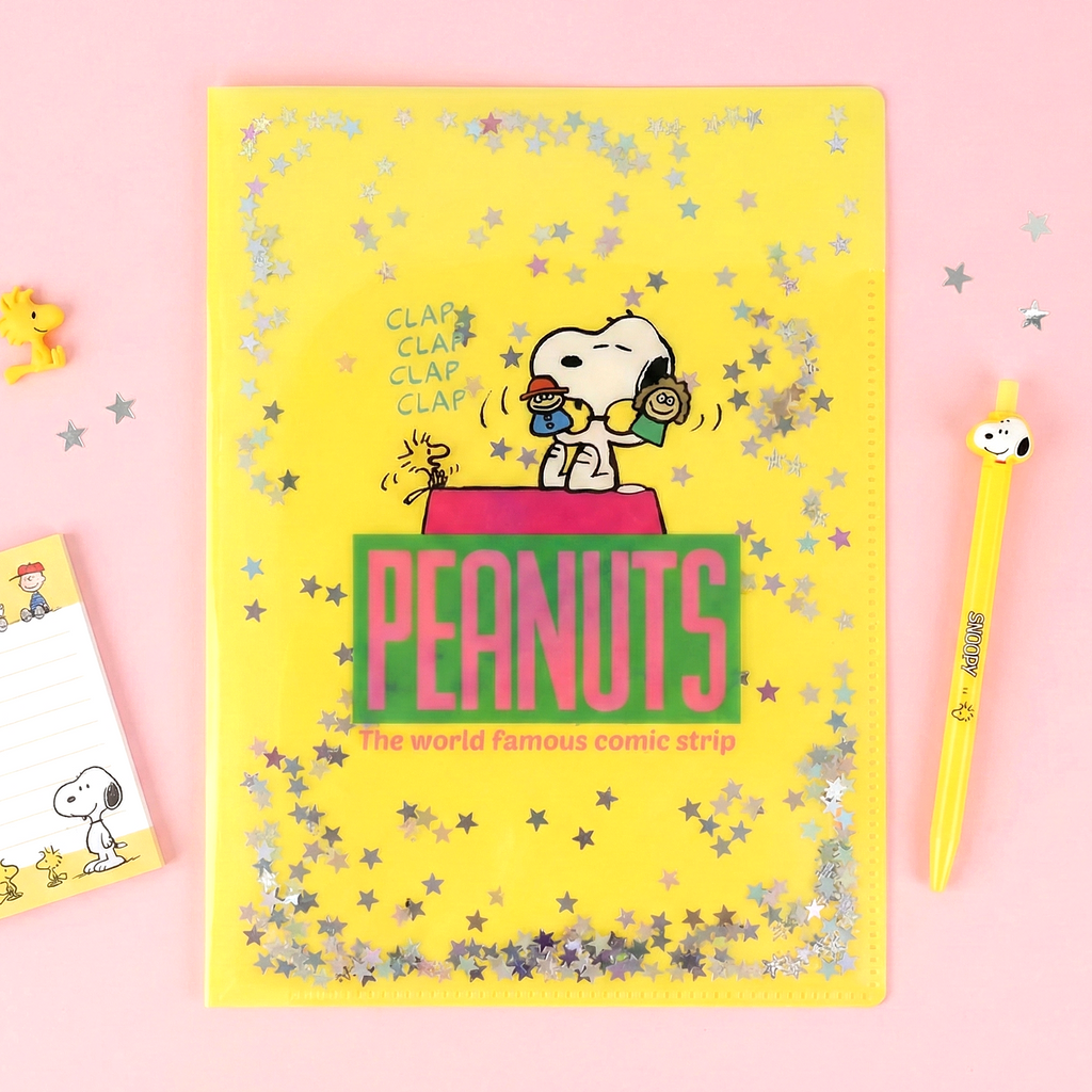 Sun-Star Peanuts Snoopy Glitter Folder - Yellow - New Limited Edition