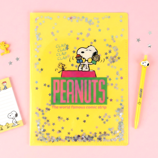 Sun-Star Peanuts Snoopy Glitter Folder - Yellow - New Limited Edition