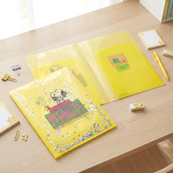 Sun-Star Peanuts Snoopy Glitter Folder - Yellow - New Limited Edition