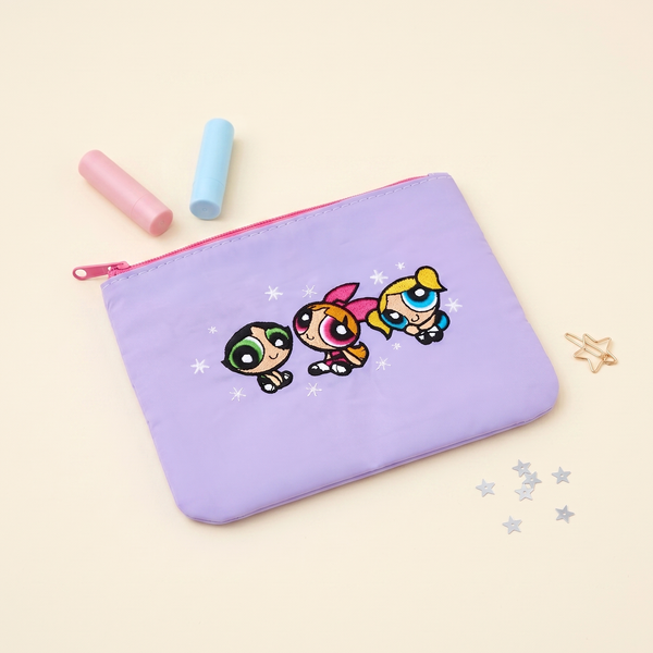 The Powerpuff Girls Embroidered Pouch - Lilac Pop