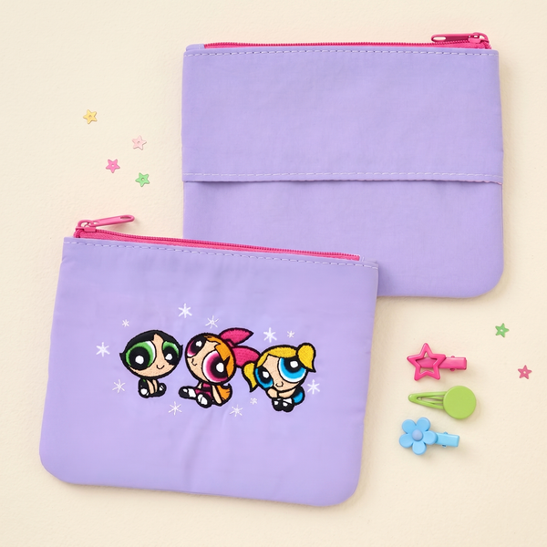 The Powerpuff Girls Embroidered Pouch - Lilac Pop